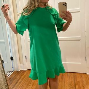 Green feminine ruffle dress